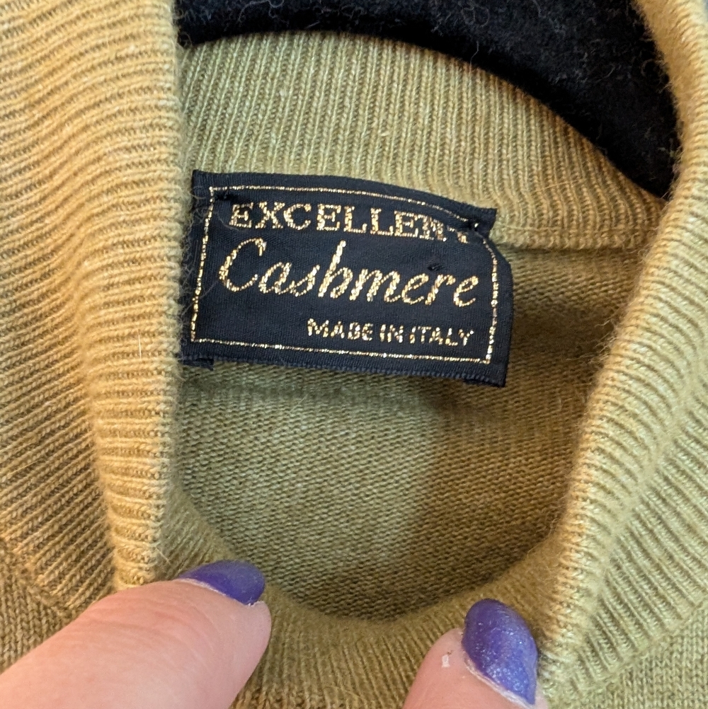 Excellent Cashmere Olive Green Crewneck Sweater